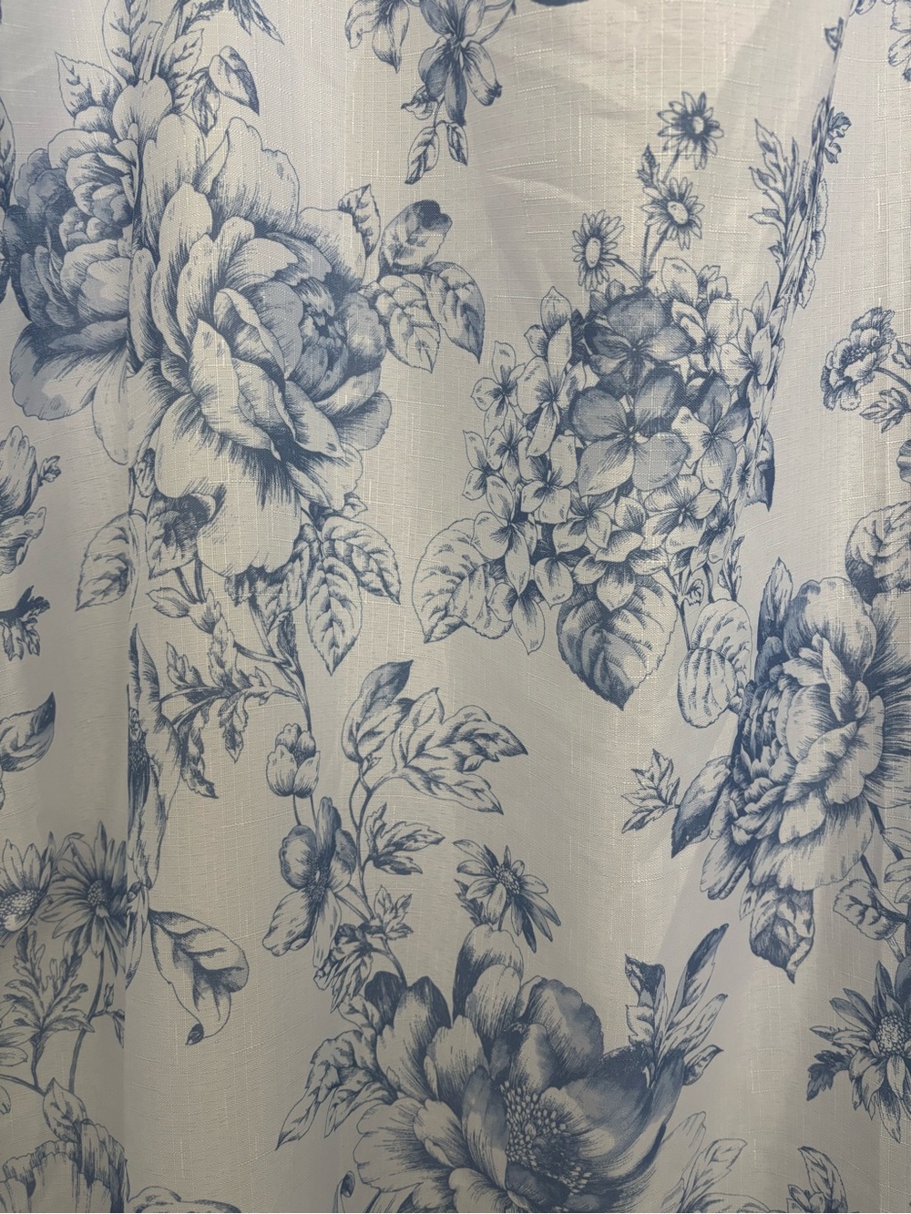 Laura Ashley Shower Curtain Blue Floral Toile NEW Item Final Sale